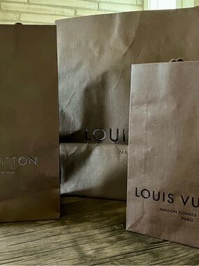 Louis Vuitton Empty old Brown Branded Shopping Bags Set